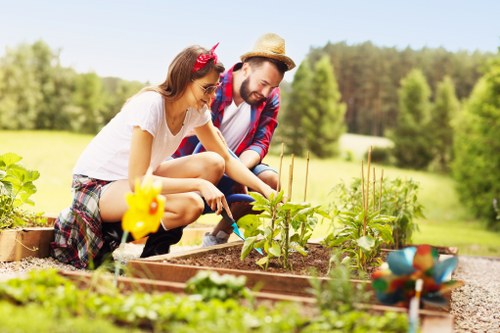Garden design and build project planning in Greenwich with patio and planting layout