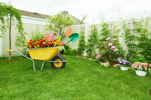 Beautiful Greenwich outdoor living space with seasonal plants and cohesive design
